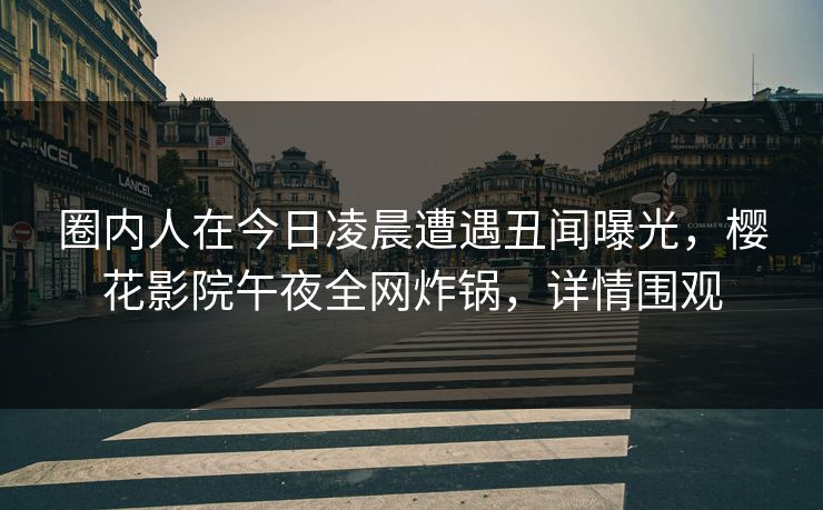 圈内人在今日凌晨遭遇丑闻曝光，樱花影院午夜全网炸锅，详情围观