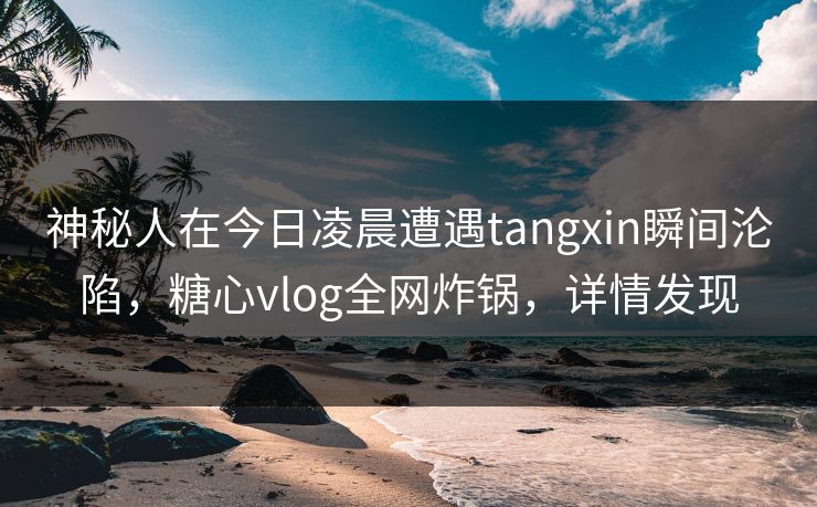 神秘人在今日凌晨遭遇tangxin瞬间沦陷，糖心vlog全网炸锅，详情发现