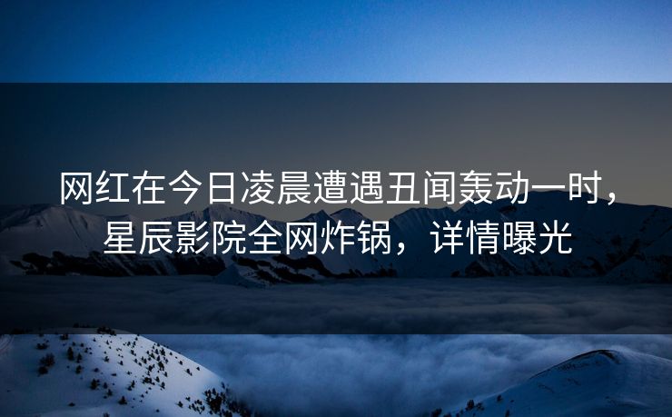 网红在今日凌晨遭遇丑闻轰动一时，星辰影院全网炸锅，详情曝光