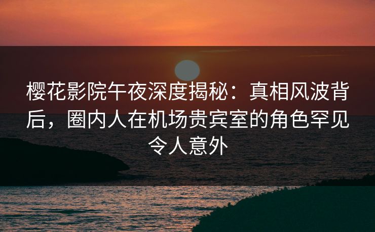 樱花影院午夜深度揭秘：真相风波背后，圈内人在机场贵宾室的角色罕见令人意外