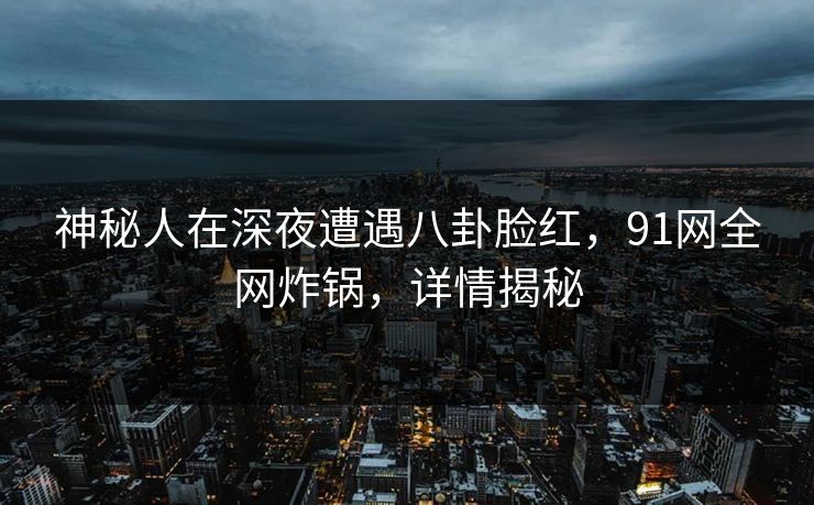 神秘人在深夜遭遇八卦脸红，91网全网炸锅，详情揭秘