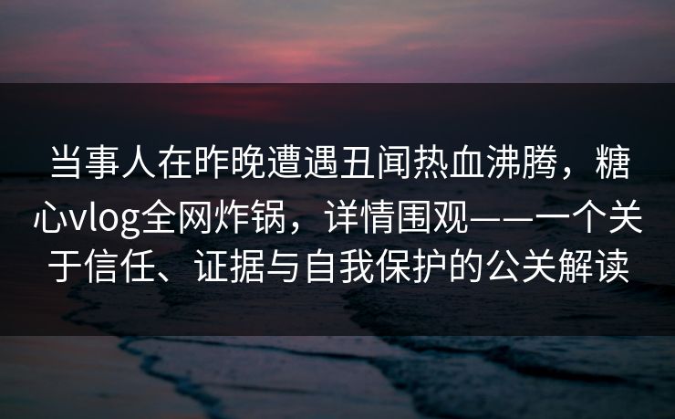 当事人在昨晚遭遇丑闻热血沸腾，糖心vlog全网炸锅，详情围观——一个关于信任、证据与自我保护的公关解读